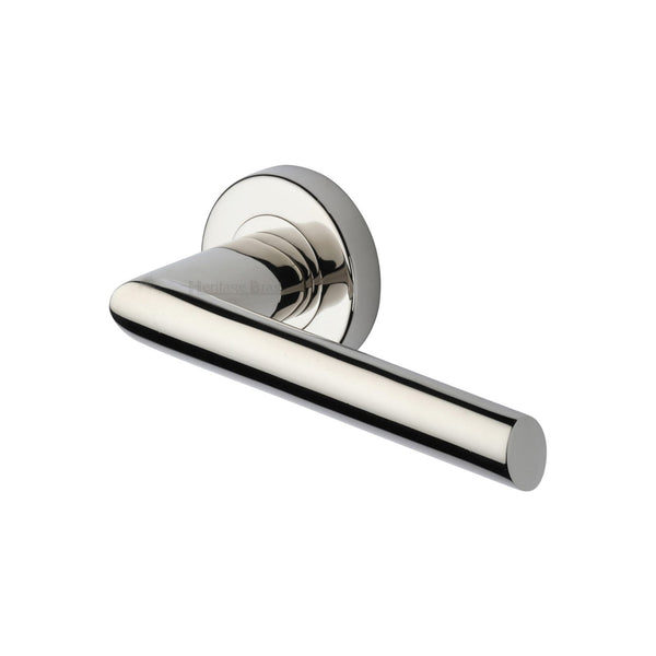 Mercury Door Handle on Round Rose by M Marcus - Heritage Brass