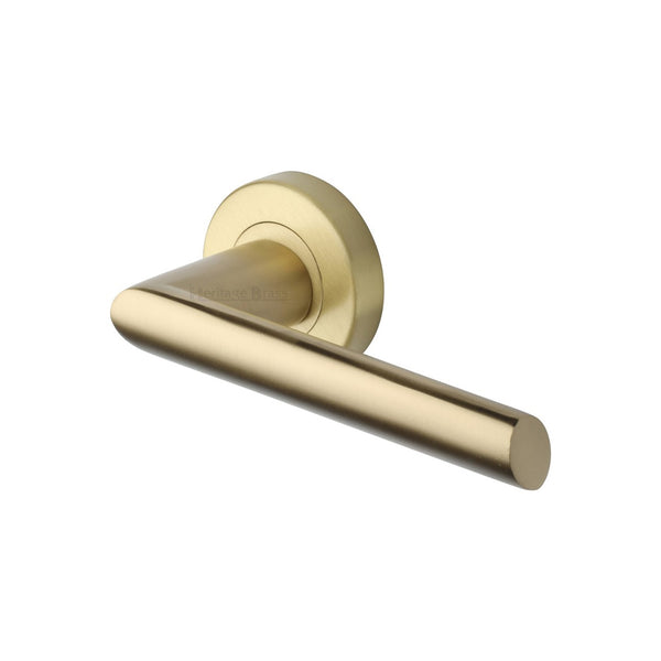 Mercury Door Handle on Round Rose by M Marcus - Heritage Brass