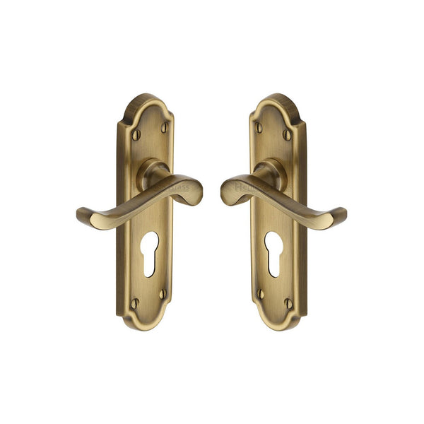 Meridian Door Handle on Plate by M Marcus - Heritage Brass