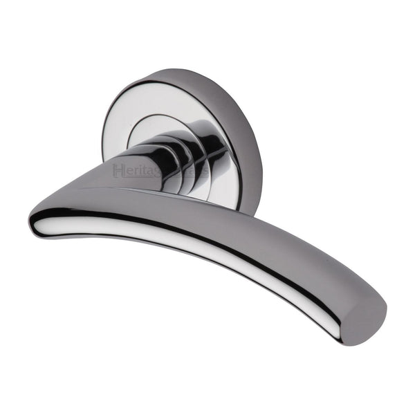 Centaur Door Handle on Round Rose by M Marcus - Heritage Brass