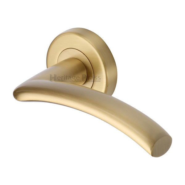Centaur Door Handle on Round Rose by M Marcus - Heritage Brass