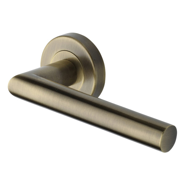 Athena Door Handle on Round Rose - Antique Brass