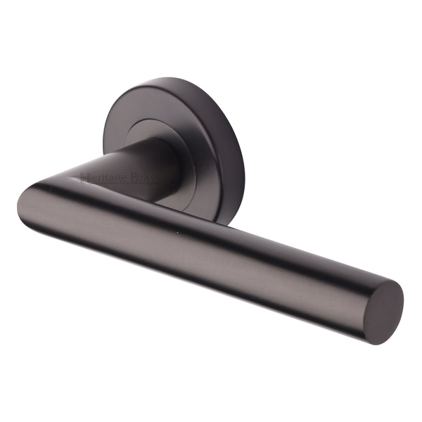 Athena Door Handle on Round Rose by M Marcus - Heritage Brass