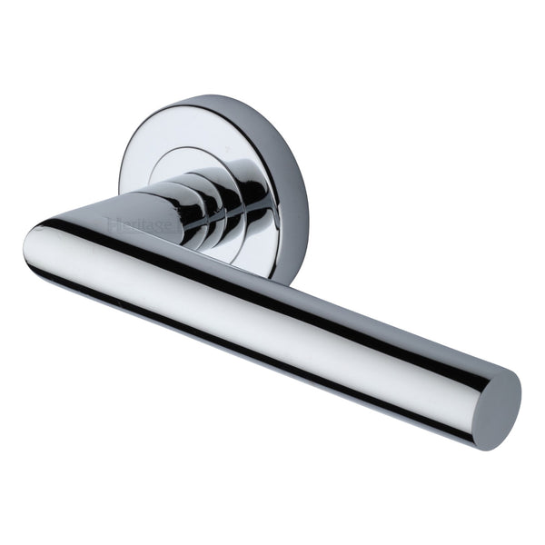 Athena Door Handle on Round Rose by M Marcus - Heritage Brass