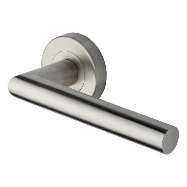 Athena Door Handle on Round Rose by M Marcus - Heritage Brass