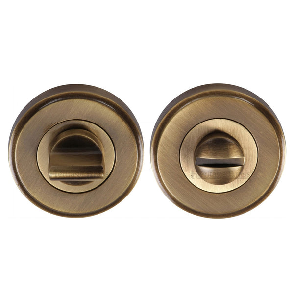 M Marcus - Heritage Brass, Round Bathroom Turn & Release - V4045, Escutcheons & Privacy Thumbturns, Turn & Release