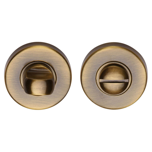 M Marcus - Heritage Brass, Round Bathroom Turn & Release - V4049, Escutcheons & Privacy Thumbturns, Turn & Release