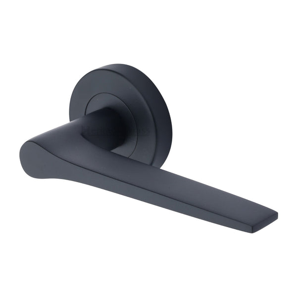 Gio Door Handle on Round Rose by M Marcus - Heritage Brass