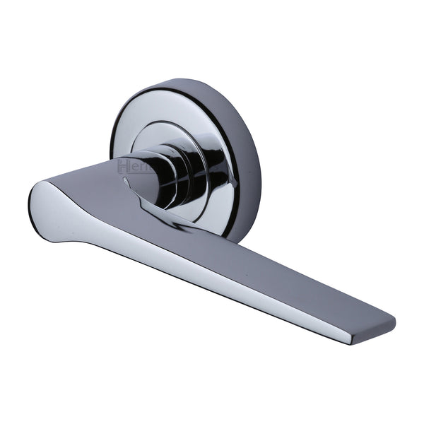 Gio Door Handle on Round Rose by M Marcus - Heritage Brass