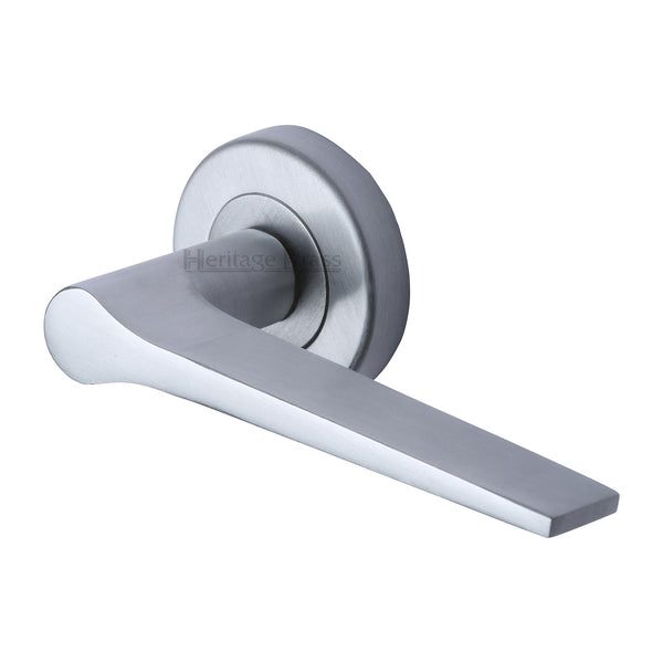 Gio Door Handle on Round Rose by M Marcus - Heritage Brass