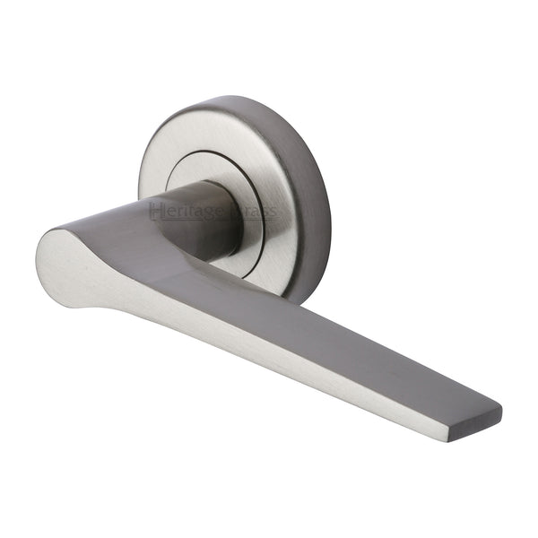 Gio Door Handle on Round Rose by M Marcus - Heritage Brass