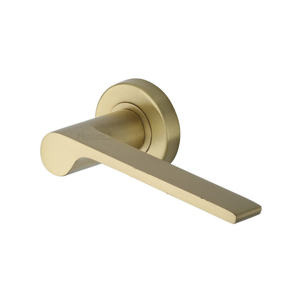 Julia Door Handle on Round Rose by M Marcus - Heritage Brass