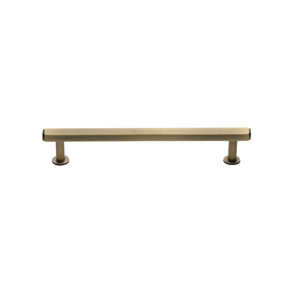 Hexagon Cabinet Pull Handle with Rose by M Marcus - Heritage Brass