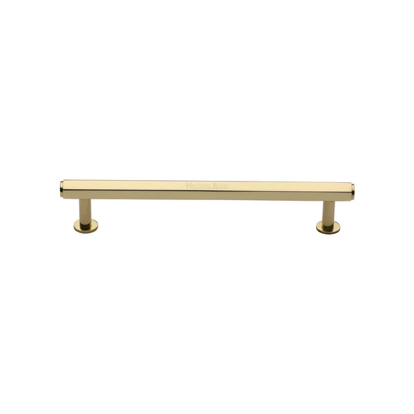 Hexagon Cabinet Pull Handle with Rose by M Marcus - Heritage Brass