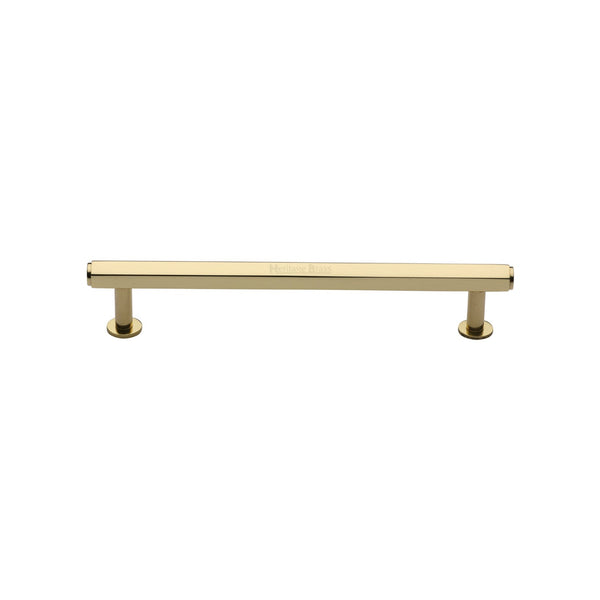 M Marcus - Heritage Brass, Hexagon Cabinet Pull Handle with Rose, Cabinet Hardware, Cabinet Pull Handles