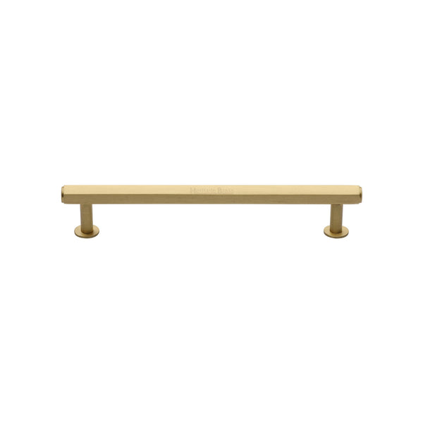 Hexagon Cabinet Pull Handle with Rose by M Marcus - Heritage Brass