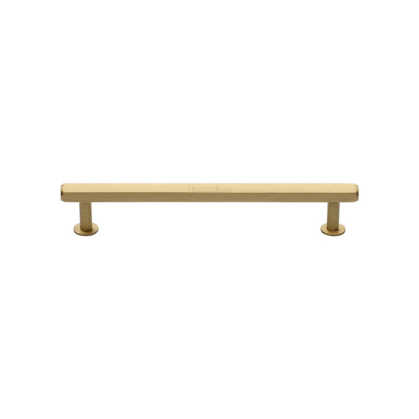 M Marcus - Heritage Brass, Hexagon Cabinet Pull Handle with Rose, Cabinet Hardware, Cabinet Pull Handles