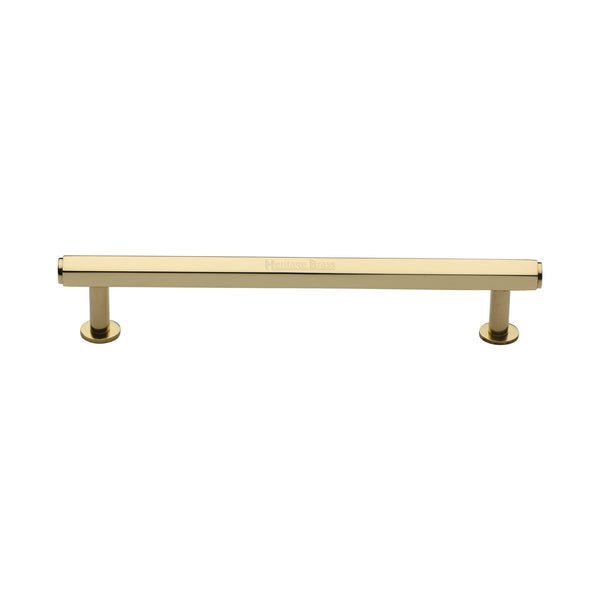 Hexagon Cabinet Pull Handle with Rose by M Marcus - Heritage Brass