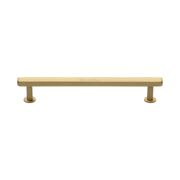 Hexagon Cabinet Pull Handle with Rose by M Marcus - Heritage Brass