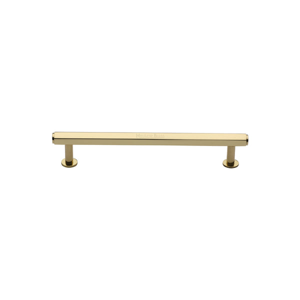 Hexagon Cabinet Pull Handle with Rose by M Marcus - Heritage Brass