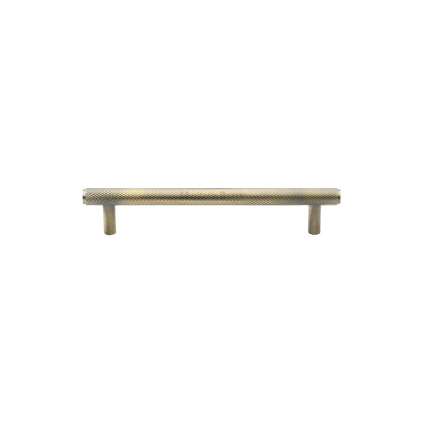 Knurled Cabinet Pull Handle - Antique Brass - 128 mm