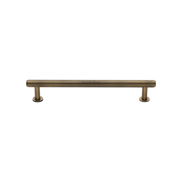 M Marcus - Heritage Brass, Knurled Cabinet Pull Handle with Rose, Cabinet Hardware, Cabinet Pull Handles