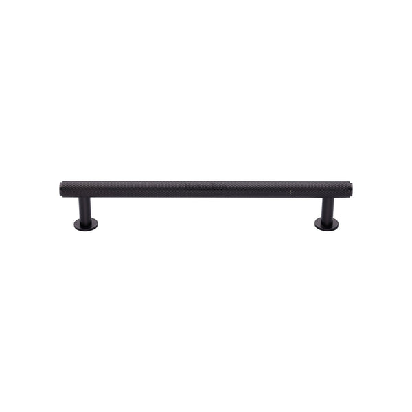 Knurled Cabinet Pull Handle with Rose by M Marcus - Heritage Brass