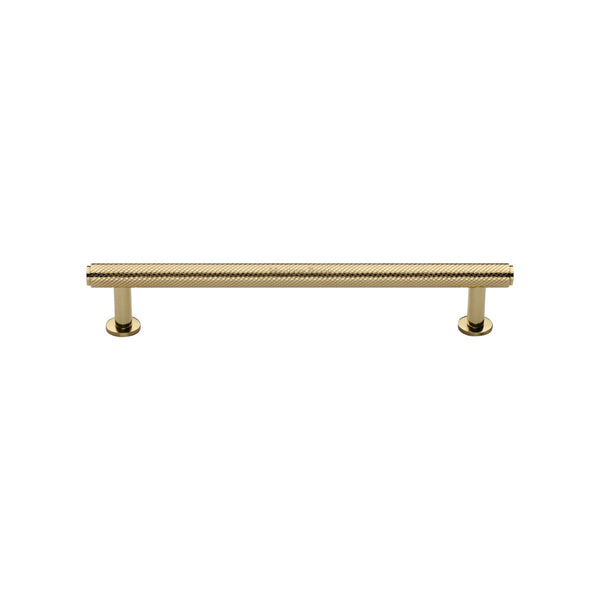 Knurled Cabinet Pull Handle with Rose by M Marcus - Heritage Brass