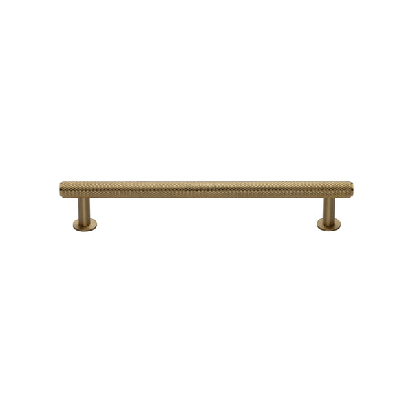 Knurled Cabinet Pull Handle with Rose by M Marcus - Heritage Brass
