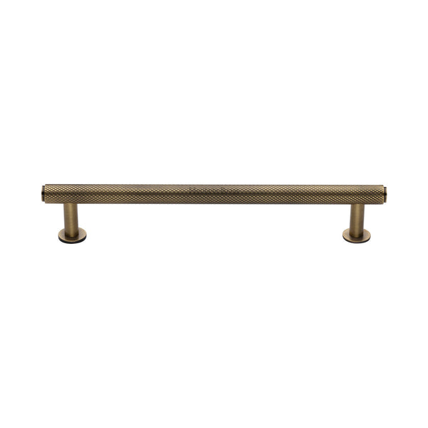 Knurled Cabinet Pull Handle with Rose by M Marcus - Heritage Brass