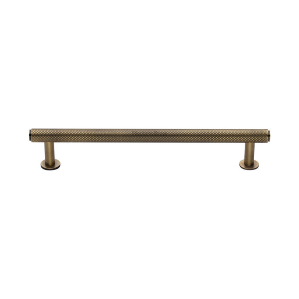 M Marcus - Heritage Brass, Knurled Cabinet Pull Handle with Rose, Cabinet Hardware, Cabinet Pull Handles