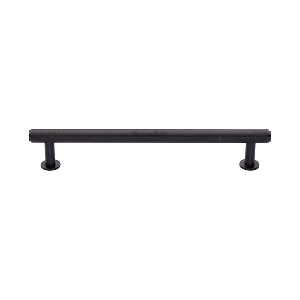 Knurled Cabinet Pull Handle with Rose by M Marcus - Heritage Brass