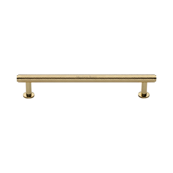Knurled Cabinet Pull Handle with Rose by M Marcus - Heritage Brass