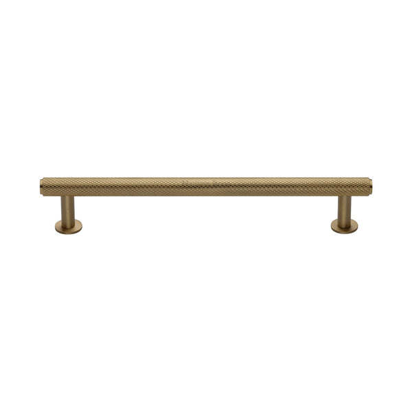 Knurled Cabinet Pull Handle with Rose by M Marcus - Heritage Brass