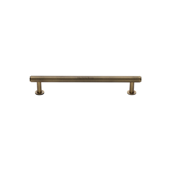 Knurled Cabinet Pull Handle with Rose by M Marcus - Heritage Brass