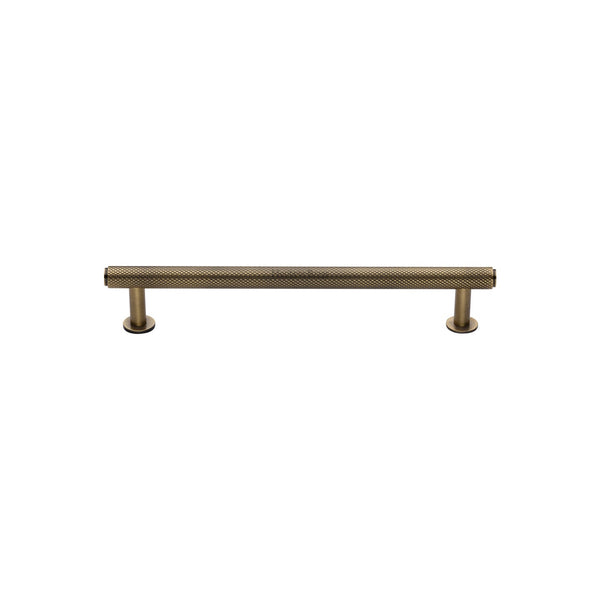 M Marcus - Heritage Brass, Knurled Cabinet Pull Handle with Rose, Cabinet Hardware, Cabinet Pull Handles