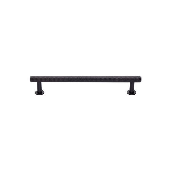 Knurled Cabinet Pull Handle with Rose by M Marcus - Heritage Brass