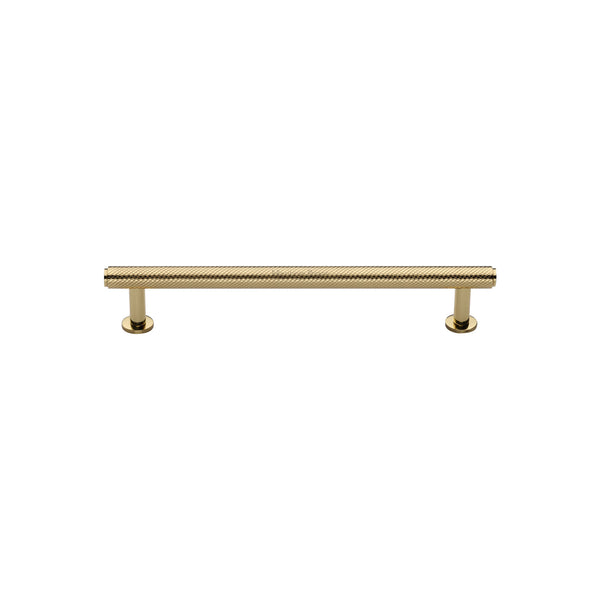 Knurled Cabinet Pull Handle with Rose by M Marcus - Heritage Brass
