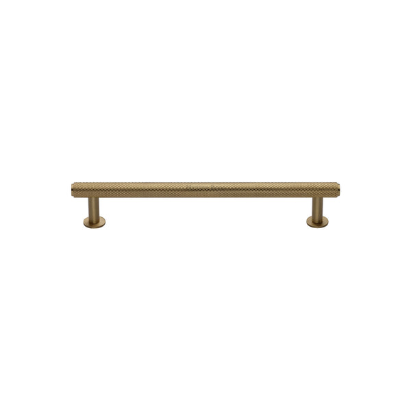 Knurled Cabinet Pull Handle with Rose by M Marcus - Heritage Brass