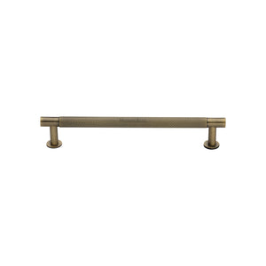 Partial Knurled Cabinet Pull Handle with Rose by M Marcus - Heritage Brass