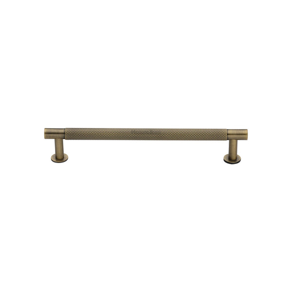 M Marcus - Heritage Brass, Partial Knurled Cabinet Pull Handle with Rose, Cabinet Hardware, Cabinet Pull Handles