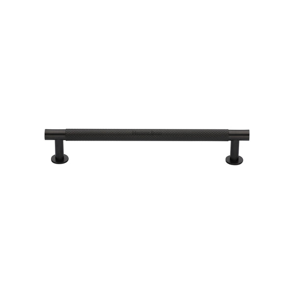 Partial Knurled Cabinet Pull Handle with Rose by M Marcus - Heritage Brass