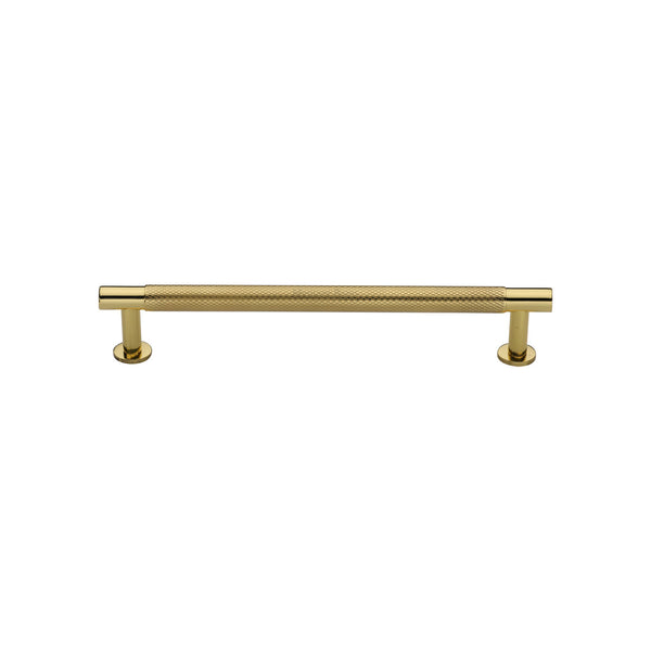 Partial Knurled Cabinet Pull Handle with Rose by M Marcus - Heritage Brass