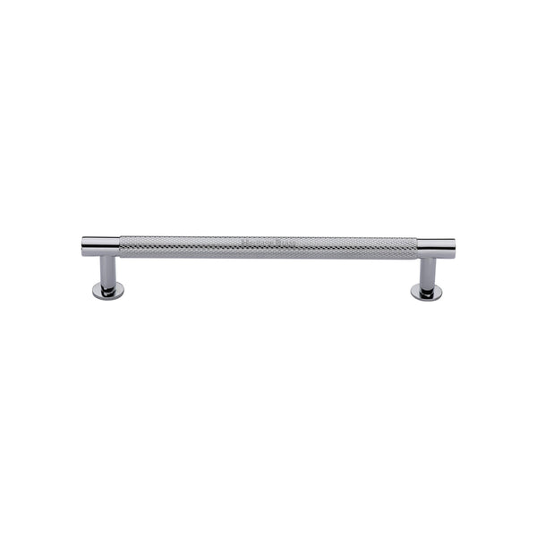 Partial Knurled Cabinet Pull Handle with Rose by M Marcus - Heritage Brass