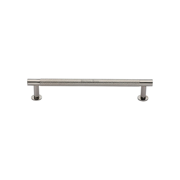 Partial Knurled Cabinet Pull Handle with Rose by M Marcus - Heritage Brass
