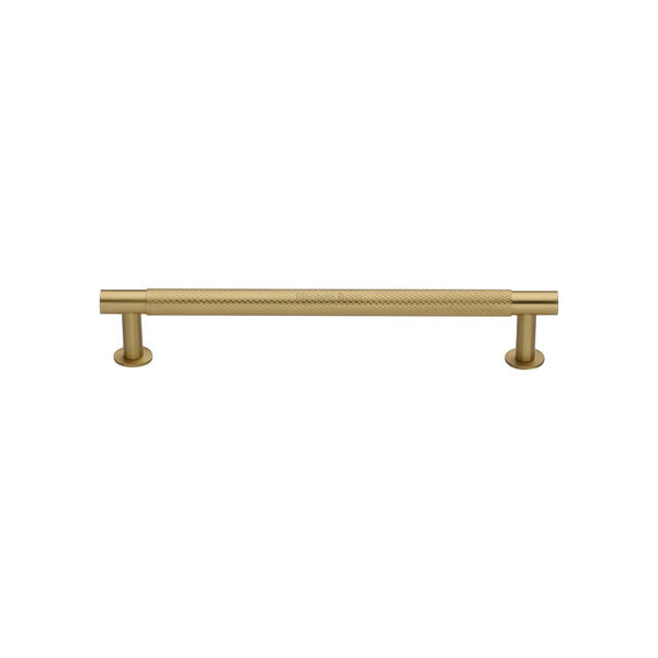 Partial Knurled Cabinet Pull Handle with Rose by M Marcus - Heritage Brass