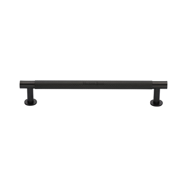 Partial Knurled Cabinet Pull Handle with Rose by M Marcus - Heritage Brass