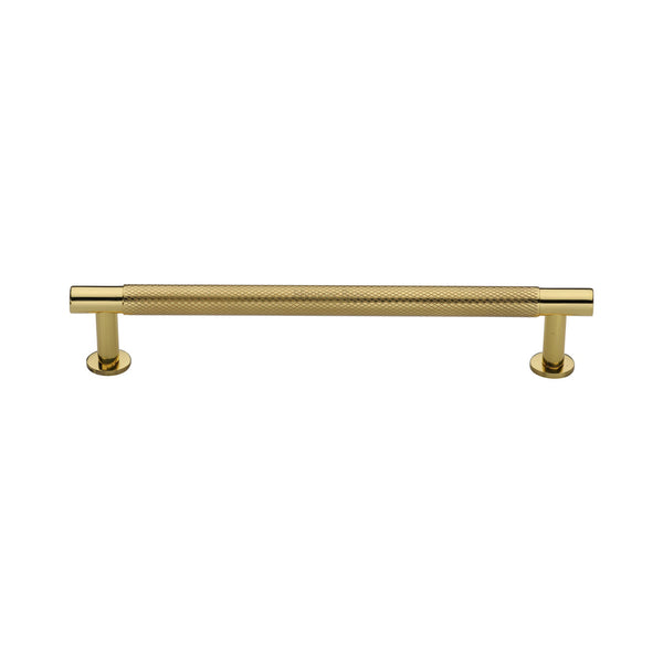 Partial Knurled Cabinet Pull Handle with Rose by M Marcus - Heritage Brass