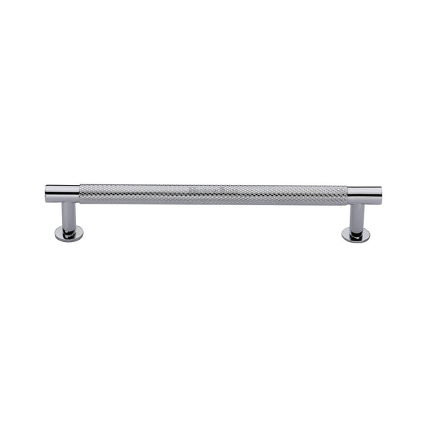 Partial Knurled Cabinet Pull Handle with Rose by M Marcus - Heritage Brass