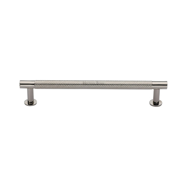Partial Knurled Cabinet Pull Handle with Rose by M Marcus - Heritage Brass
